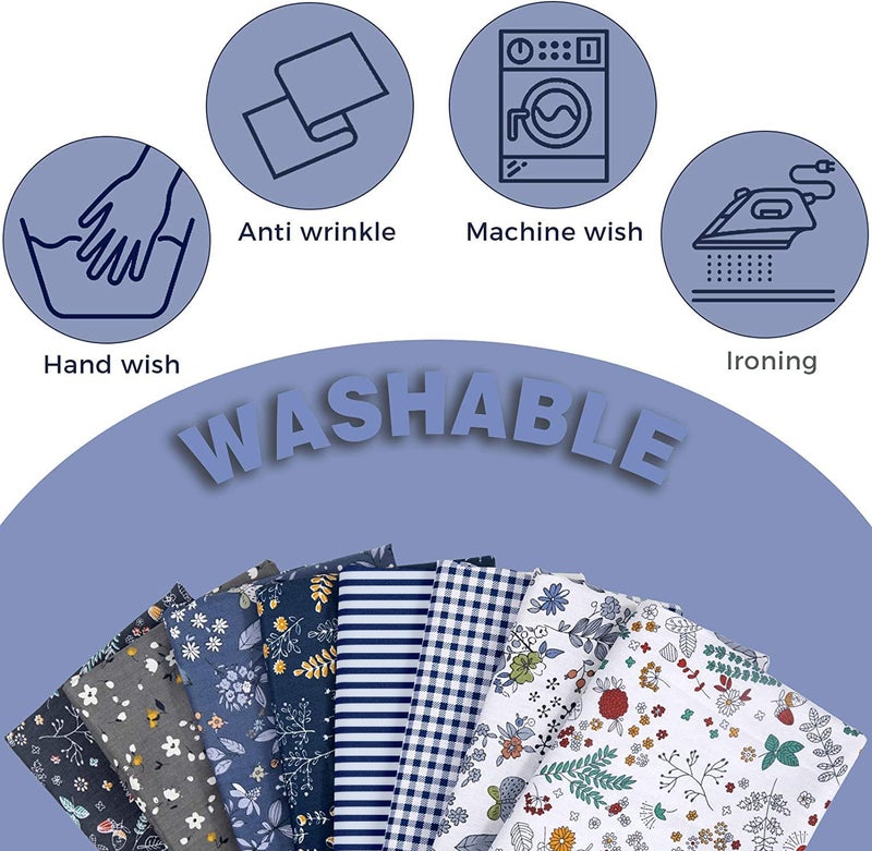 Aubliss 8pcs Fat Quarter Fabric Bundles 19.6 ' ' x 19.6 ' '(50cm x 50cm) Cotton Craft Fabric Pre-Cut Squares Sheets for Patchwork Sewing Quilting Fabric(Checked/Striped/Floral) - Image 4